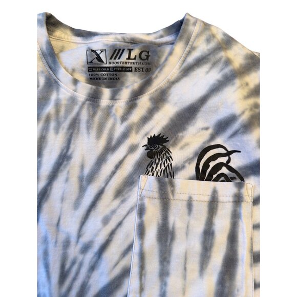 Rooster Teeth Long-Sleeve Tie-Dye Shirt LG Rooster Graphic Pocket Design - Picture 3 of 5